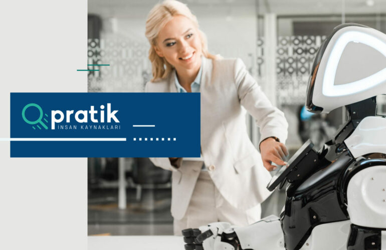 yapay zekalı robota dokunan insan kaynakları profesyoneli